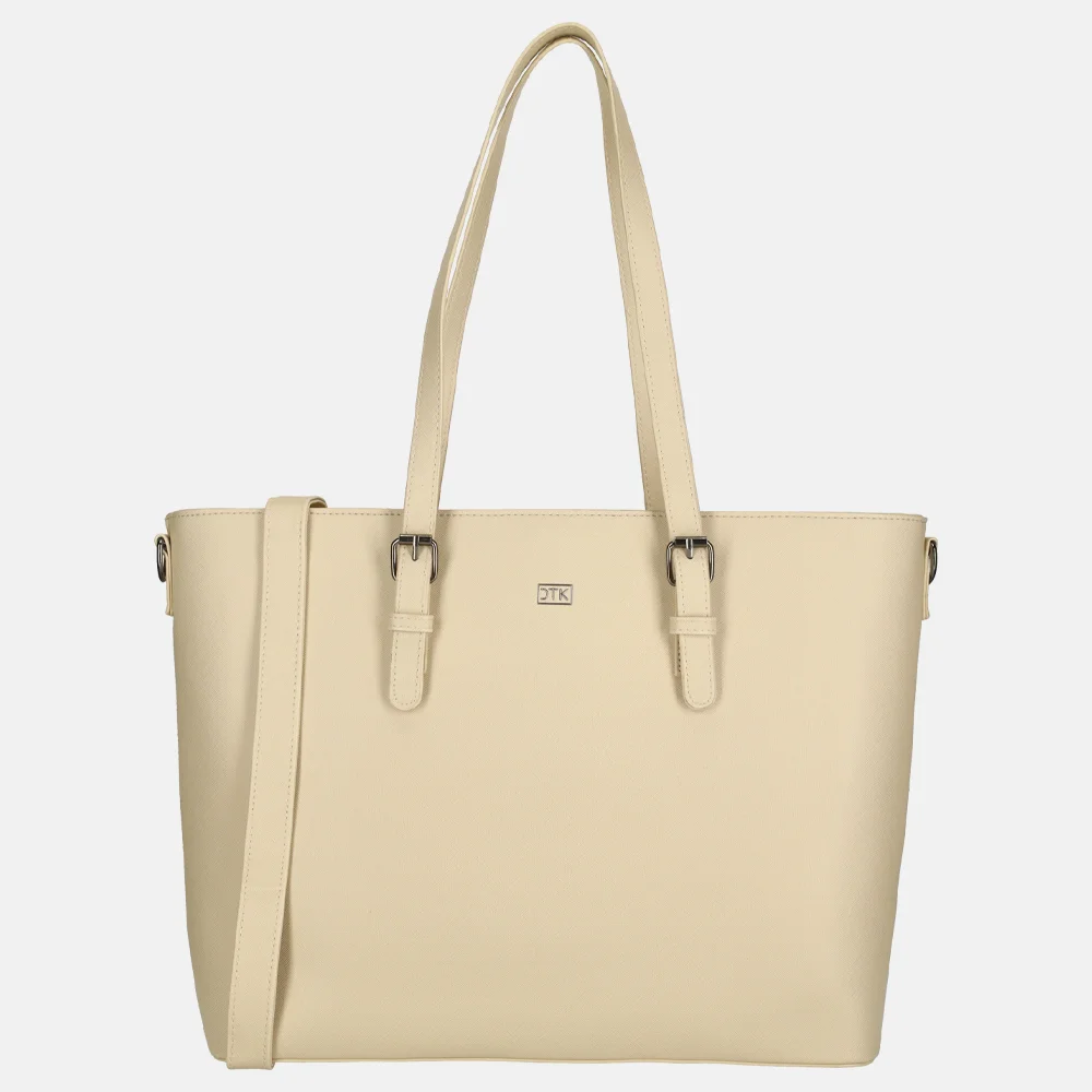 Duifhuizen Saffiano shopper met laptopvak L beige bij Duifhuizen